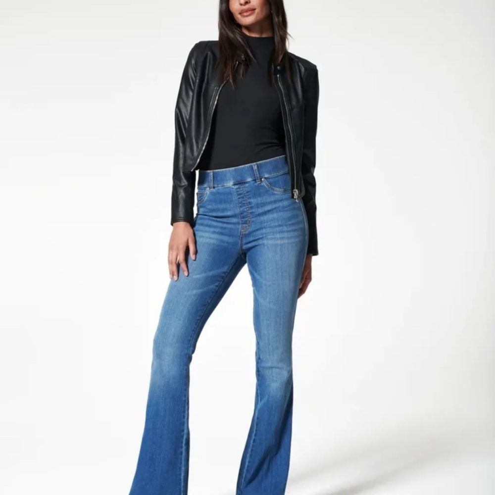 Spanx flare jeans in vintage indigo. Size small. Inseam 34”.